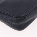 BALENCIAGA Metallic Edge Hip Shoulder Bag Leather Navy Silver Auth 189871A-16