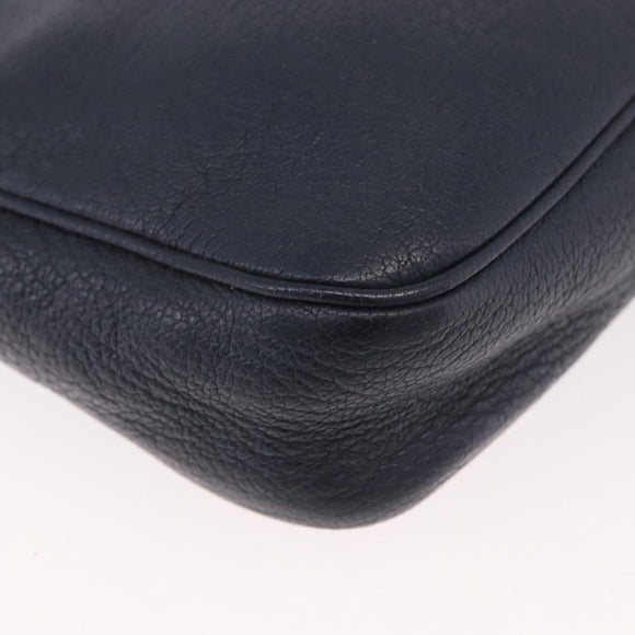 BALENCIAGA Metallic Edge Hip Shoulder Bag Leather Navy Silver Auth 189871A