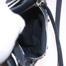 BALENCIAGA Metallic Edge Hip Shoulder Bag Leather Navy Silver Auth 189871A-24