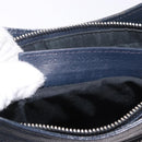 BALENCIAGA Metallic Edge Hip Shoulder Bag Leather Navy Silver Auth 189871A-12