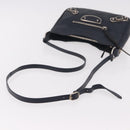 BALENCIAGA Metallic Edge Hip Shoulder Bag Leather Navy Silver Auth 189871A-7