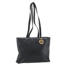 Christian Dior Tote Bag Leather Black Gold Auth 189872A-1
