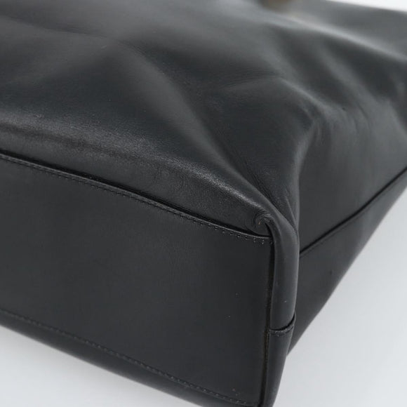 Christian Dior Tote Bag Leather Black Gold Auth 189872A