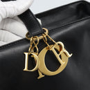 Christian Dior Tote Bag Leather Black Gold Auth 189872A-14