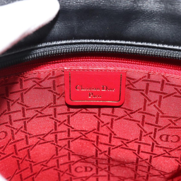Christian Dior Tote Bag Leather Black Gold Auth 189872A