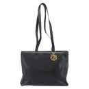 Christian Dior Tote Bag Leather Black Gold Auth 189872A-2