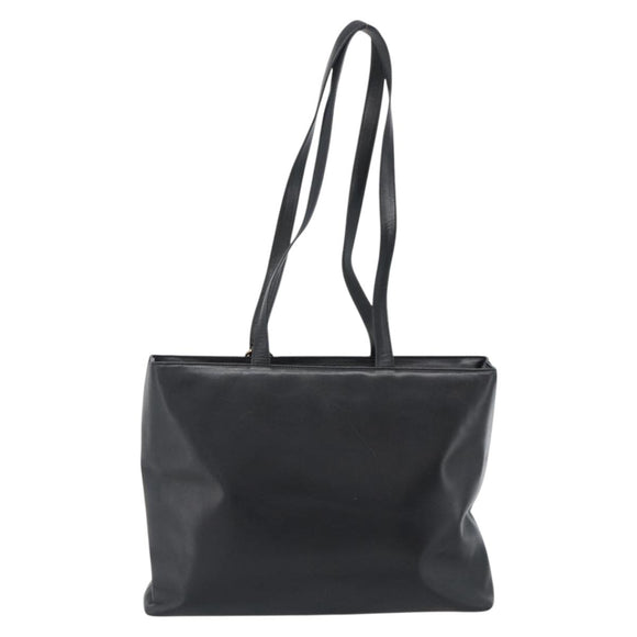 Christian Dior Tote Bag Leather Black Gold Auth 189872A