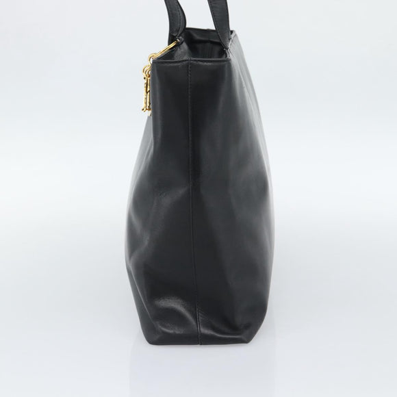 Christian Dior Tote Bag Leather Black Gold Auth 189872A
