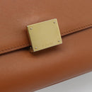 CELINE Trapeze Hand Bag Leather 2way Brown Gold Auth 189874A-19