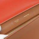 CELINE Trapeze Hand Bag Leather 2way Brown Gold Auth 189874A-20