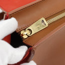 CELINE Trapeze Hand Bag Leather 2way Brown Gold Auth 189874A-21