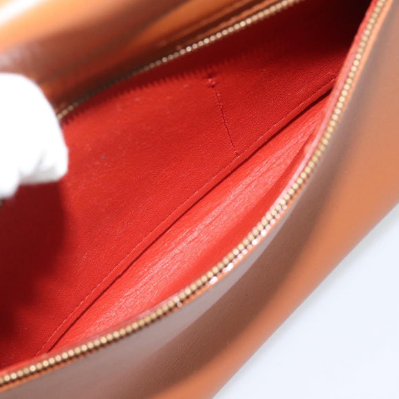 CELINE Trapeze Hand Bag Leather 2way Brown Gold Auth 189874A