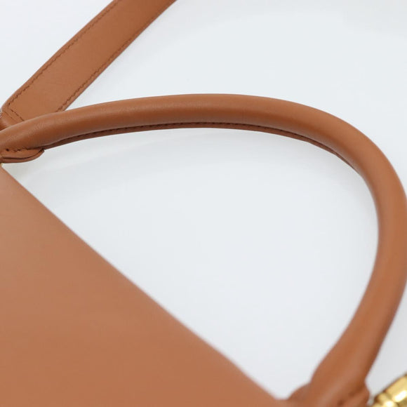 CELINE Trapeze Hand Bag Leather 2way Brown Gold Auth 189874A
