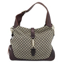 GUCCI Diamante New Jackie Hand Bag Canvas 2way Beige Gold 246907 Auth 189879V-13