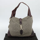 GUCCI Diamante New Jackie Hand Bag Canvas 2way Beige Gold 246907 Auth 189879V-12