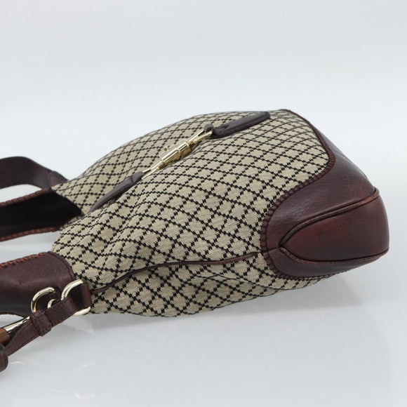 GUCCI Diamante New Jackie Hand Bag Canvas 2way Beige Gold 246907 Auth 189879V