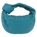 BOTTEGA VENETA INTRECCIATO Mini Jody Hand Bag Leather Blue Gold Auth 189886SM-1