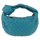 BOTTEGA VENETA INTRECCIATO Mini Jody Hand Bag Leather Blue Gold Auth 189886SM-13