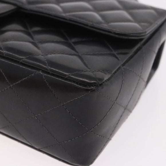 CHANEL Matelasse Hand Bag Patent leather Black Gold CC Auth 189887