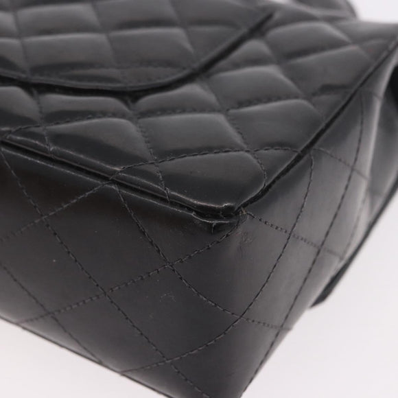 CHANEL Matelasse Hand Bag Patent leather Black Gold CC Auth 189887