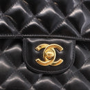 CHANEL Matelasse Hand Bag Patent leather Black Gold CC Auth 189887-18