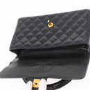 CHANEL Matelasse Hand Bag Patent leather Black Gold CC Auth 189887-19
