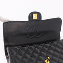 CHANEL Matelasse Hand Bag Patent leather Black Gold CC Auth 189887-20