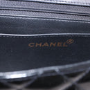 CHANEL Matelasse Hand Bag Patent leather Black Gold CC Auth 189887-22