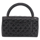 CHANEL Matelasse Hand Bag Patent leather Black Gold CC Auth 189887-2