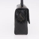 CHANEL Matelasse Hand Bag Patent leather Black Gold CC Auth 189887-4