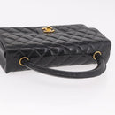 CHANEL Matelasse Hand Bag Patent leather Black Gold CC Auth 189887-6