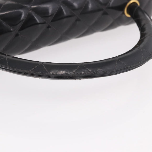 CHANEL Matelasse Hand Bag Patent leather Black Gold CC Auth 189887
