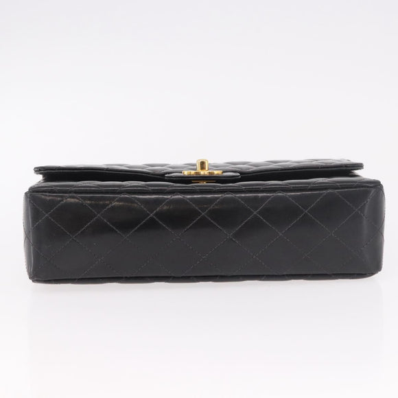 CHANEL Matelasse Hand Bag Patent leather Black Gold CC Auth 189887