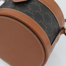 CELINE Macadam Canvas Triomphe Tambour Shoulder Bag PVC Black Gold Auth 189888SM-10