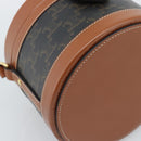 CELINE Macadam Canvas Triomphe Tambour Shoulder Bag PVC Black Gold Auth 189888SM-11