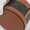 CELINE Macadam Canvas Triomphe Tambour Shoulder Bag PVC Black Gold Auth 189888SM-12