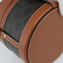 CELINE Macadam Canvas Triomphe Tambour Shoulder Bag PVC Black Gold Auth 189888SM-13