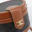 CELINE Macadam Canvas Triomphe Tambour Shoulder Bag PVC Black Gold Auth 189888SM-15