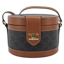 CELINE Macadam Canvas Triomphe Tambour Shoulder Bag PVC Black Gold Auth 189888SM-2