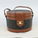 CELINE Macadam Canvas Triomphe Tambour Shoulder Bag PVC Black Gold Auth 189888SM-22