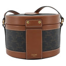 CELINE Macadam Canvas Triomphe Tambour Shoulder Bag PVC Black Gold Auth 189888SM-3