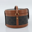 CELINE Macadam Canvas Triomphe Tambour Shoulder Bag PVC Black Gold Auth 189888SM-4