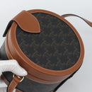 CELINE Macadam Canvas Triomphe Tambour Shoulder Bag PVC Black Gold Auth 189888SM-6