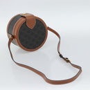CELINE Macadam Canvas Triomphe Tambour Shoulder Bag PVC Black Gold Auth 189888SM-7