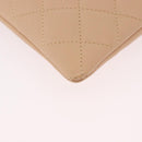 CHANEL Cambon Line Matelasse Shoulder Bag Leather Beige Silver CC Auth 189889A-16