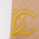 CHANEL Cambon Line Matelasse Shoulder Bag Leather Beige Silver CC Auth 189889A-9