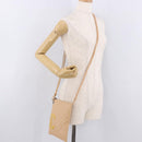 CHANEL Cambon Line Matelasse Shoulder Bag Leather Beige Silver CC Auth 189889A-24