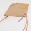 CHANEL Cambon Line Matelasse Shoulder Bag Leather Beige Silver CC Auth 189889A-6