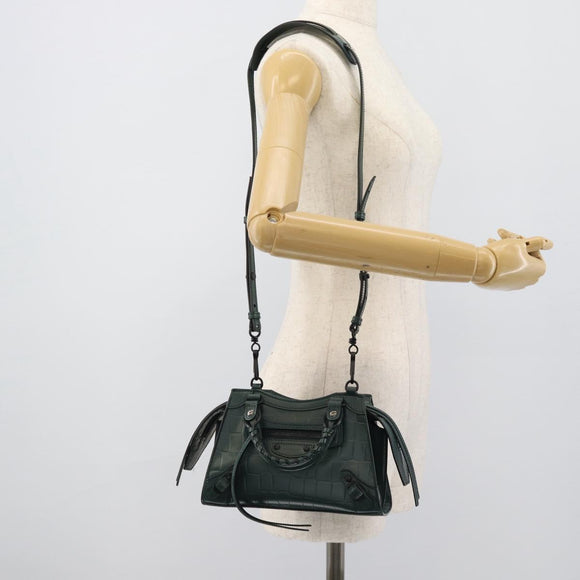 BALENCIAGA Neo Classic City Hand Bag Leather 2way Green 638524 Auth 189890SM
