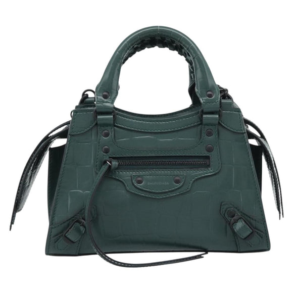 BALENCIAGA Neo Classic City Hand Bag Leather 2way Green 638524 Auth 189890SM